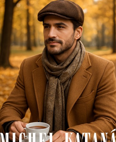 Кепка с козырьком, 8ми-клинка Мужская-Унисекс TWEED EDINBURG ACORN из твида (Плотная Костюмно-Блейзерная ШЕРСТЬ) TWEED.8-EDINBURG/ACORN